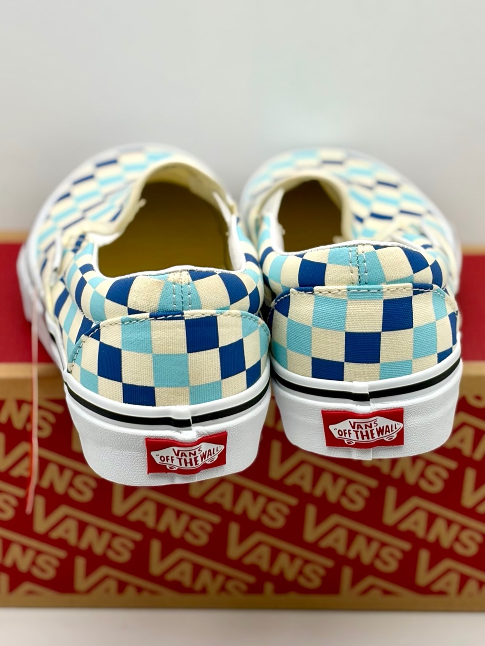 Vans Slip-On Checkerboard Sneakers - Blue & Cream - Picture 4 of 8
